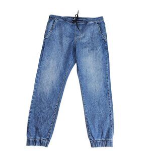 DENIZEN From Levi's Jeans Womens L Blue Pull On Drawstring Tapered Stretch Denim